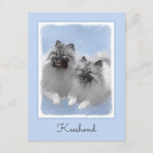 Keeshond Pair of Kees Painting Original Animal Art Postcard