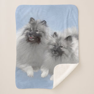 Keeshond Pair of Kees Painting Original Animal Art Sherpa Blanket