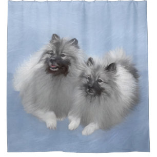 Keeshond Pair of Kees Painting Original Animal Art Shower Curtain