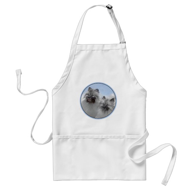 Keeshond Pair of Kees Painting Original Animal Art Standard Apron (Front)