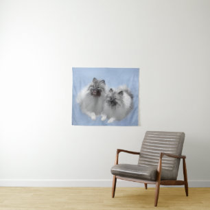 Keeshond Pair of Kees Painting Original Animal Art Tapestry