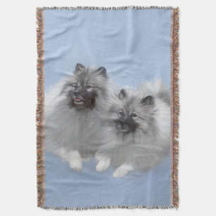 Keeshond Pair of Kees Painting Original Animal Art Throw Blanket