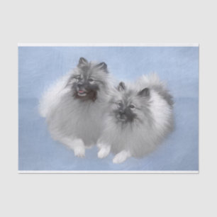 Keeshond Pair of Kees Painting Original Animal Art Tissue Paper