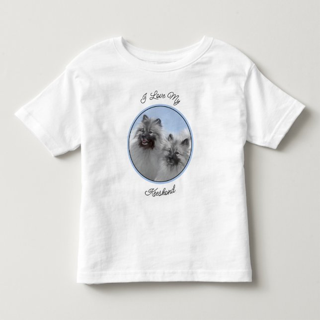 Keeshond Pair of Kees Painting Original Animal Art Toddler T-Shirt (Front)
