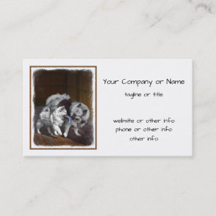 Keeshond Playtime Painting - Cute Original Dog Art Business Card