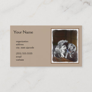 Keeshond Playtime Painting - Cute Original Dog Art Business Card