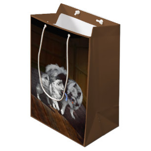 Keeshond Playtime Painting - Cute Original Dog Art Medium Gift Bag
