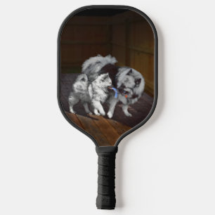 Keeshond Playtime Painting - Cute Original Dog Art Pickleball Paddle
