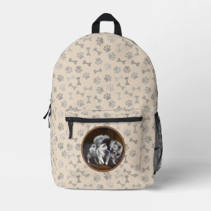 Keeshond Playtime Painting - Cute Original Dog Art Printed Backpack