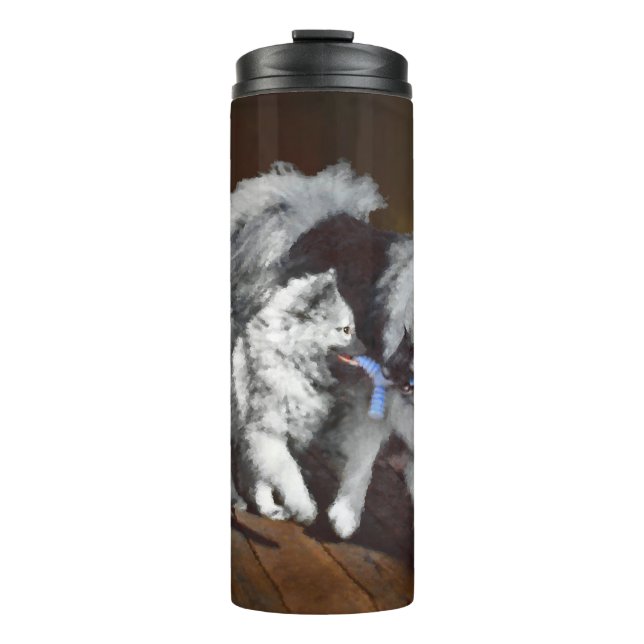 Keeshond Playtime Painting - Cute Original Dog Art Thermal Tumbler (Front)