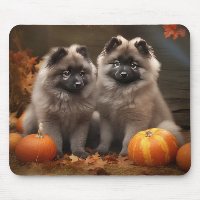Keeshond Puppy Autumn Delight Pumpkin Mouse Pad (Front)