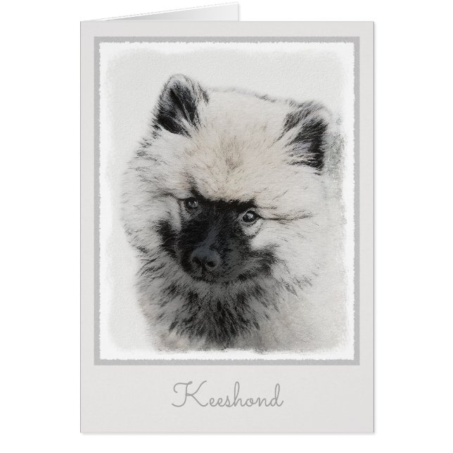 Keeshond Puppy Drawing - Cute Original Dog Art (Front)