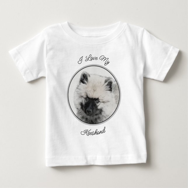 Keeshond Puppy Drawing - Cute Original Dog Art Baby T-Shirt (Front)
