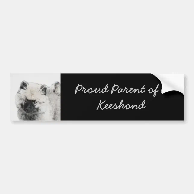Keeshond Puppy Drawing - Cute Original Dog Art Bumper Sticker | Zazzle