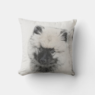 Keeshond Puppy Drawing - Cute Original Dog Art Cushion