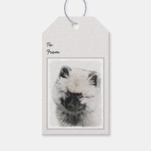 Keeshond Puppy Drawing - Cute Original Dog Art Gift Tags