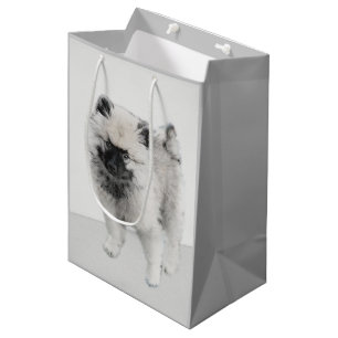 Keeshond Puppy Drawing - Cute Original Dog Art Medium Gift Bag