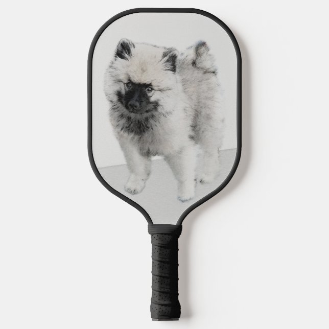 Keeshond Puppy Drawing - Cute Original Dog Art Pickleball Paddle (Front)