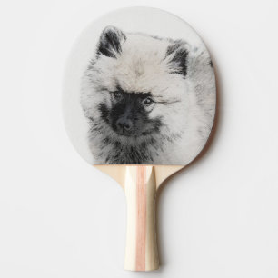 Keeshond Puppy Drawing - Cute Original Dog Art Ping Pong Paddle