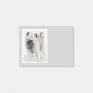 Keeshond Puppy Drawing - Cute Original Dog Art Post-it Notes