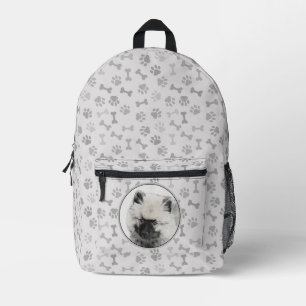 Keeshond Puppy Drawing - Cute Original Dog Art Printed Backpack
