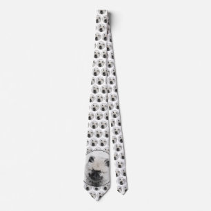 Keeshond Puppy Drawing - Cute Original Dog Art Tie