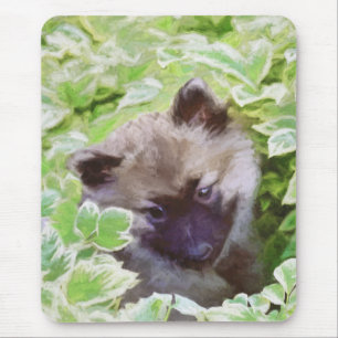 Keeshond Puppy in the Garden dog portrait, origina Mouse Pad