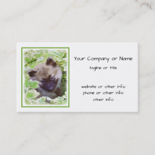 Keeshond Puppy in the Garden Painting Original Art Business Card