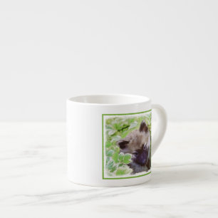 Keeshond Puppy in the Garden Painting Original Art Espresso Cup
