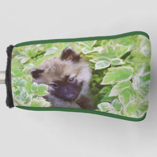 Keeshond Puppy in the Garden Painting Original Art Golf Head Cover
