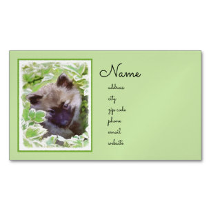 Keeshond Puppy in the Garden Painting Original Art Magnetic Business Card
