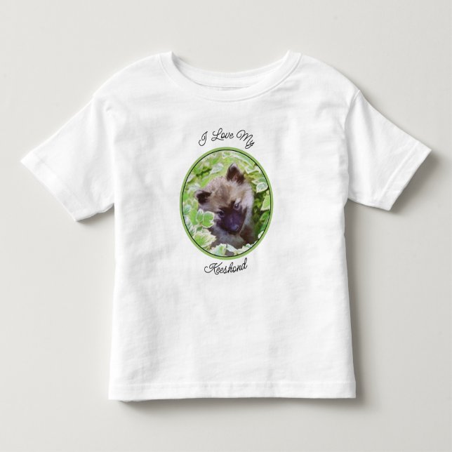 Keeshond Puppy in the Garden Painting Original Art Toddler T-Shirt (Front)
