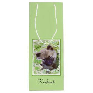 Keeshond Puppy in the Garden Painting Original Art Wine Gift Bag