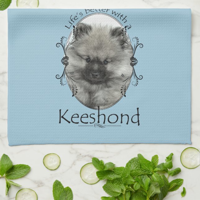 Keeshond Puppy Kitchen Towel (Folded)
