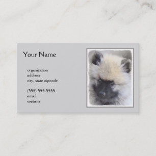 Keeshond Puppy Painting - Cute Original Dog Art Business Card