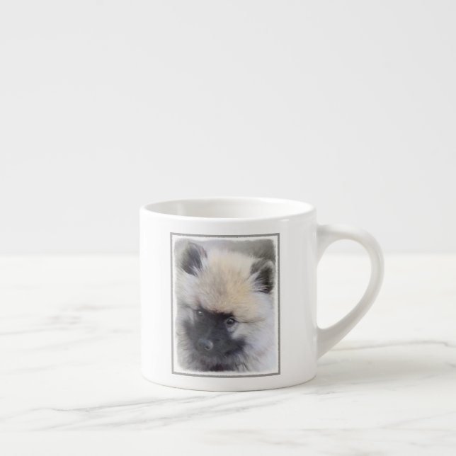 Keeshond Puppy Painting - Cute Original Dog Art Espresso Cup (Right)