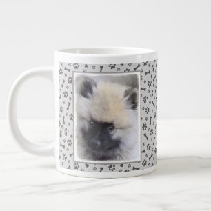 Keeshond Puppy Painting - Cute Original Dog Art Large Coffee Mug