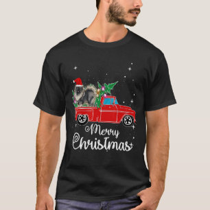 Keeshond Ride Red Truck Christmas T-Shirt