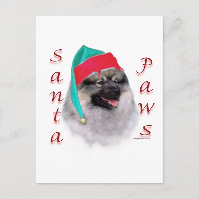 Keeshond Santa Paws Holiday Postcard (Front)