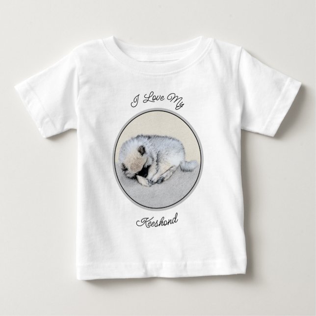 Keeshond Sleeping Puppy Painting Original Dog Art Baby T-Shirt (Front)