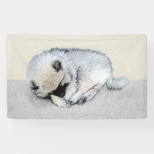 Keeshond Sleeping Puppy Painting Original Dog Art Banner
