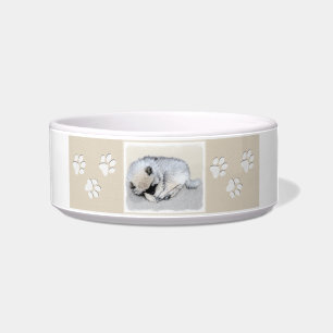 Keeshond Sleeping Puppy Painting Original Dog Art Bowl