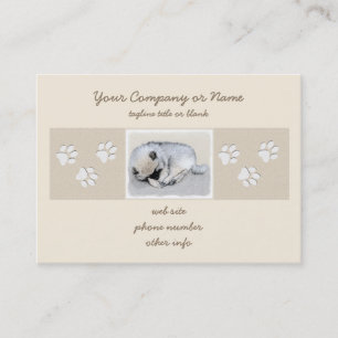 Keeshond Sleeping Puppy Painting Original Dog Art Business Card