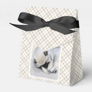Keeshond Sleeping Puppy Painting Original Dog Art Favour Box
