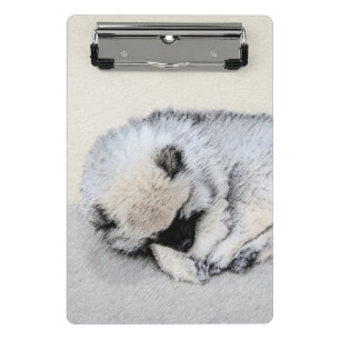 Keeshond Sleeping Puppy Painting Original Dog Art Mini Clipboard