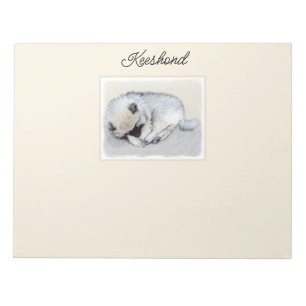 Keeshond Sleeping Puppy Painting Original Dog Art Notepad