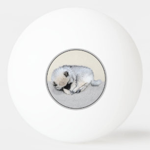 Keeshond Sleeping Puppy Painting Original Dog Art Ping Pong Ball