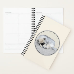 Keeshond Sleeping Puppy Painting Original Dog Art Planner
