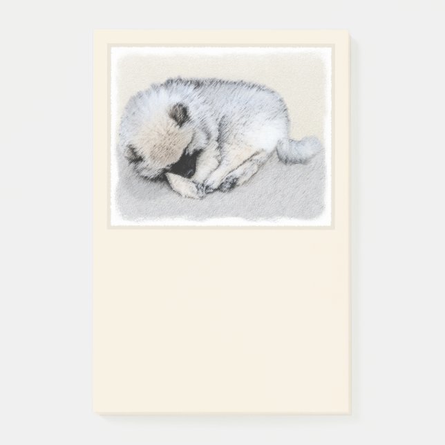Keeshond Sleeping Puppy Painting Original Dog Art Post-it Notes (Front)