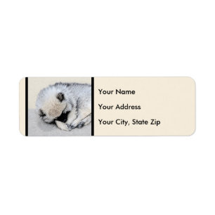 Keeshond Sleeping Puppy Painting Original Dog Art Return Address Label